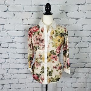 Anne Fontaine Matteo Floral Lace Button Down Shirt